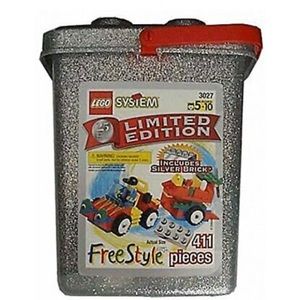 LEGO SILVER BLOCK 25 Yr Ltd Ed Set w/ Bucket 3027